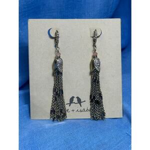 CHLOE + ISABEL pavé petal n chain tassel drop earrings - E488MESG